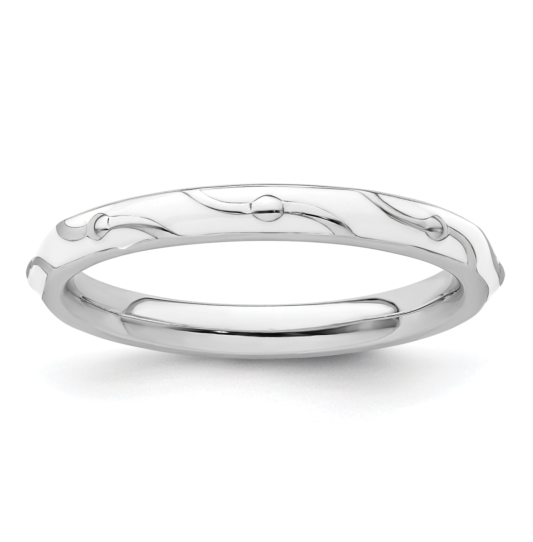 Sterling Silver Stackable Expressions White Enamel Ring