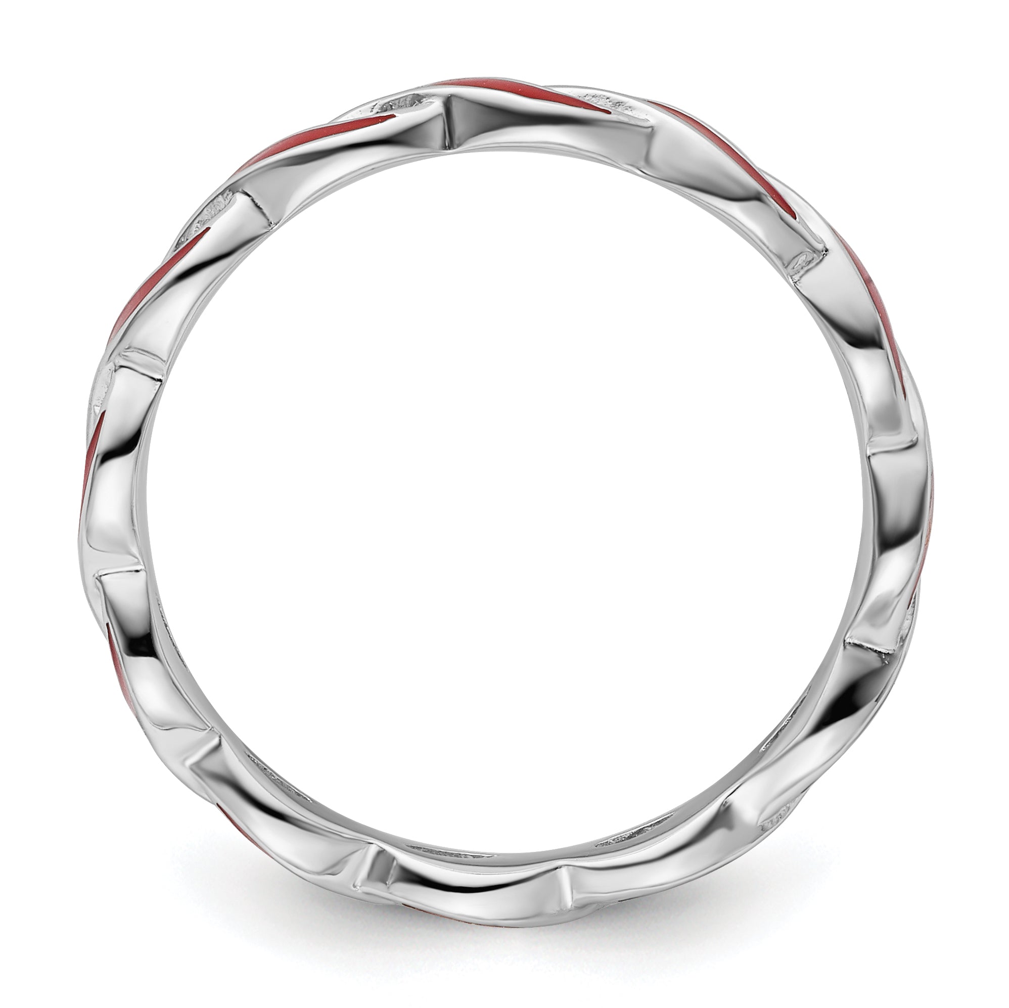 Sterling Silver Stackable Expressions Red Enamel Ring