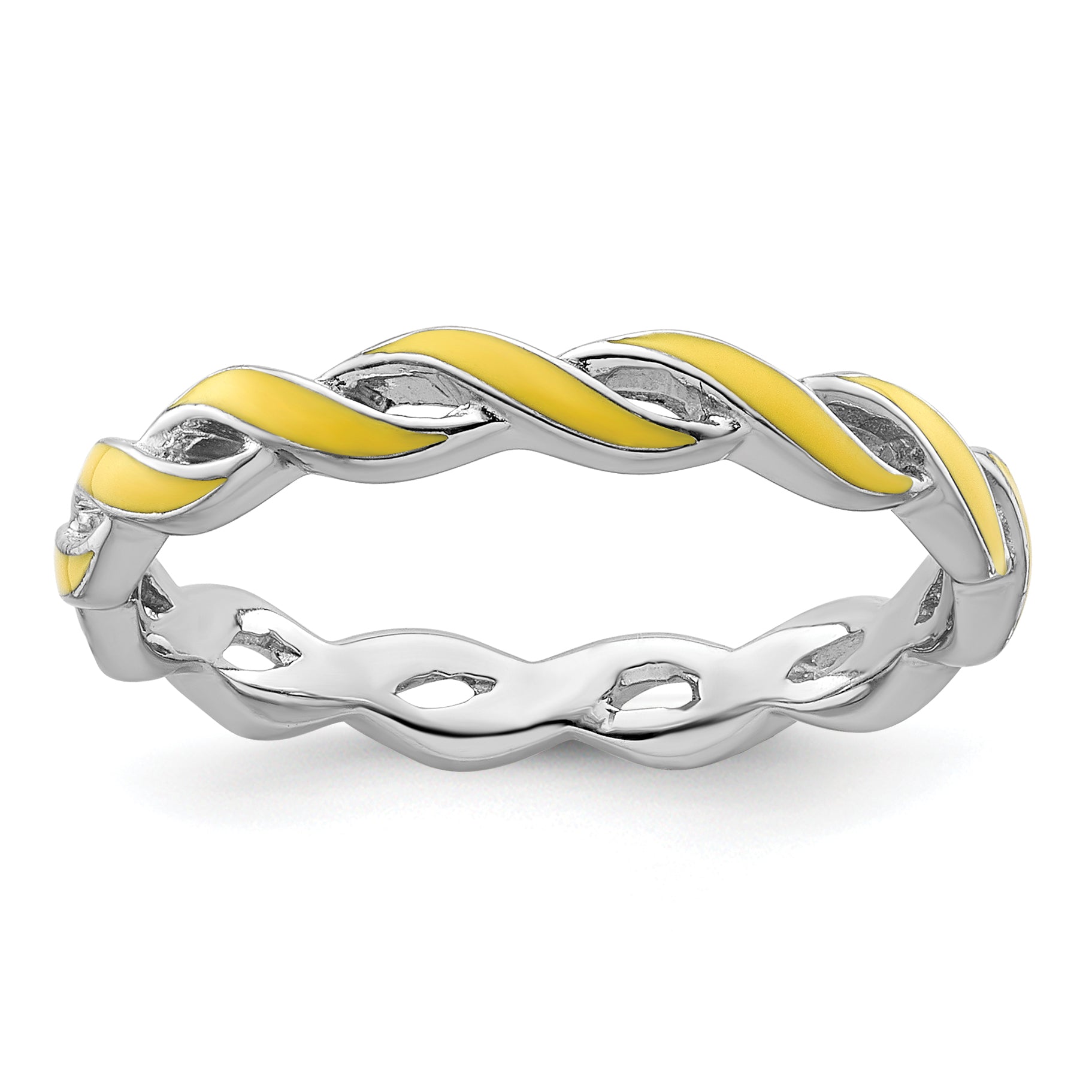 Sterling Silver Stackable Expressions Yellow Enamel Ring