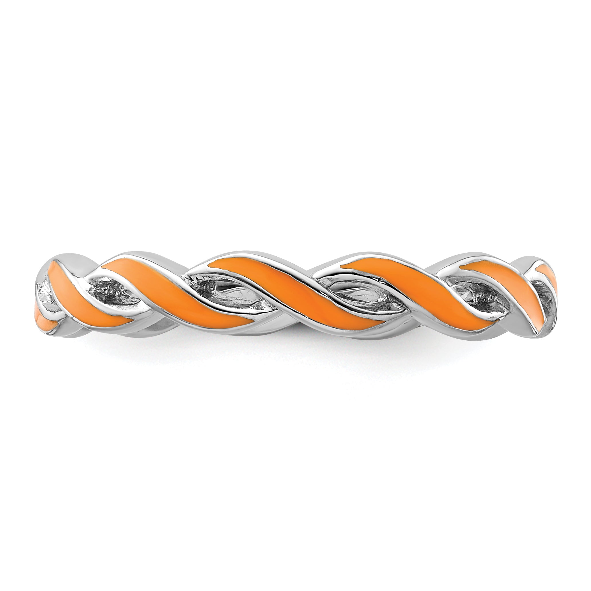 Sterling Silver Stackable Expressions Orange Enamel Ring