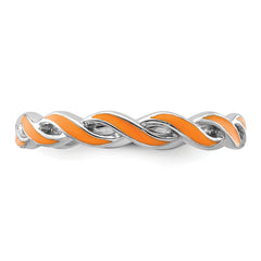 Sterling Silver Stackable Expressions Orange Enamel Ring