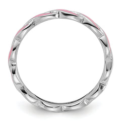 Sterling Silver Stackable Expressions Pink Enamel Ring