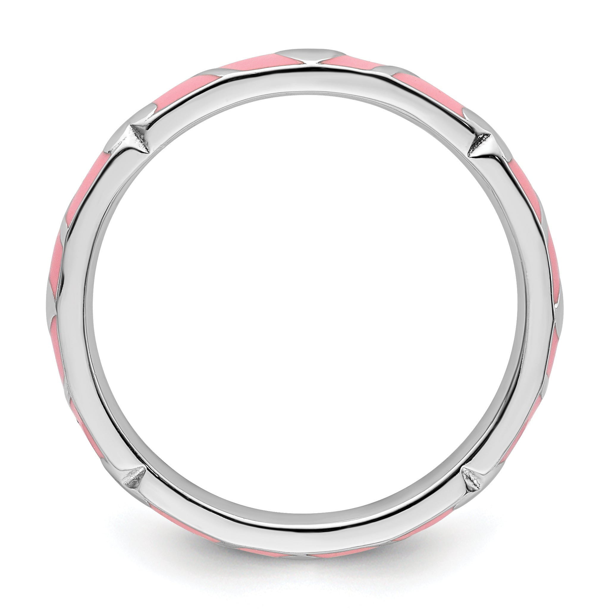 Sterling Silver Stackable Expressions Pink Enamel Heart Ring