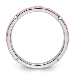 Sterling Silver Stackable Expressions Pink Enamel Heart Ring