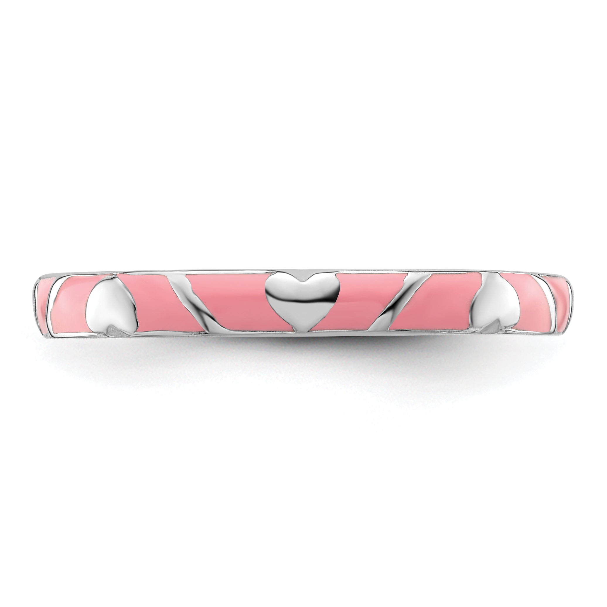 Sterling Silver Stackable Expressions Pink Enamel Heart Ring