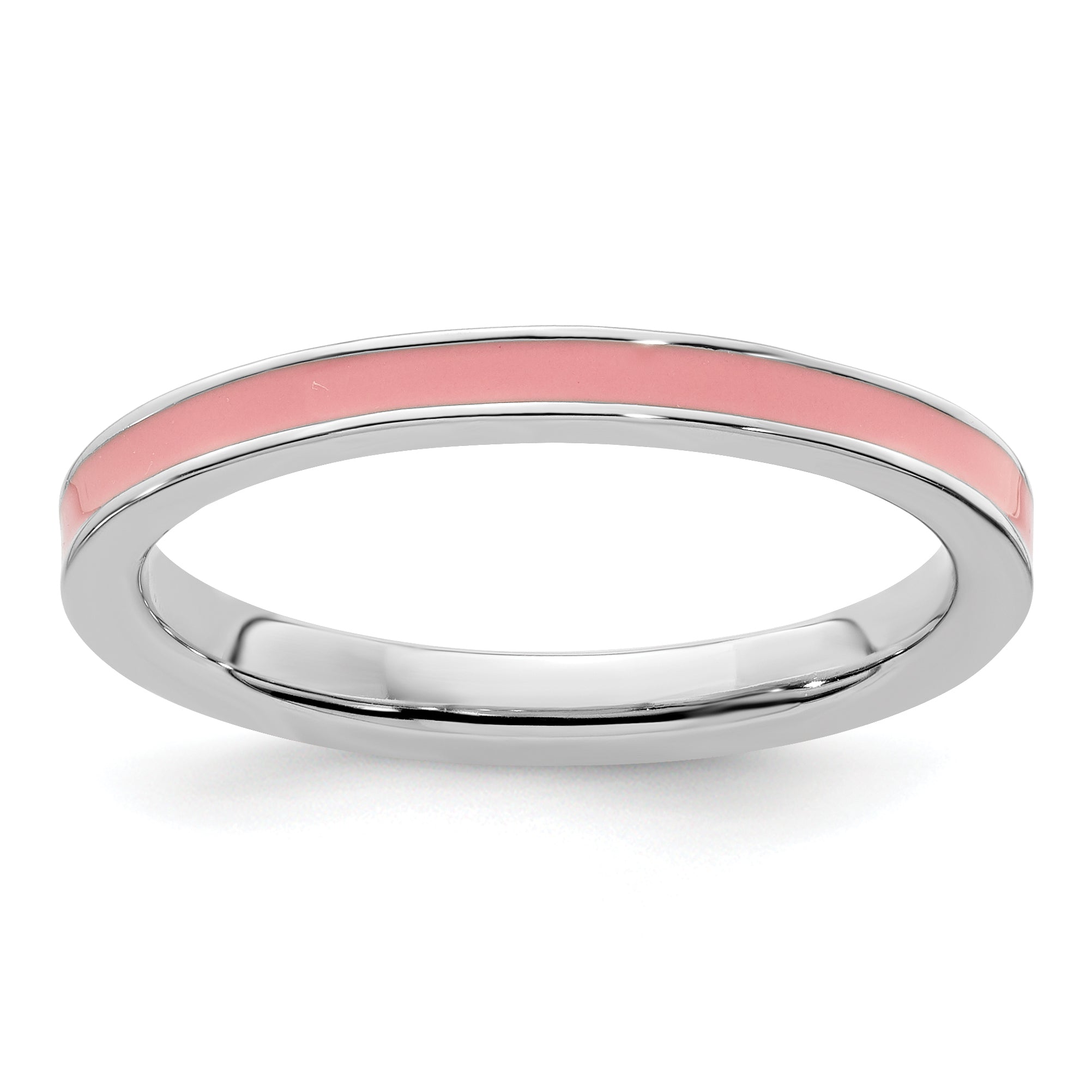 Sterling Silver Stackable Expressions Pink Enameled 2.25mm Ring