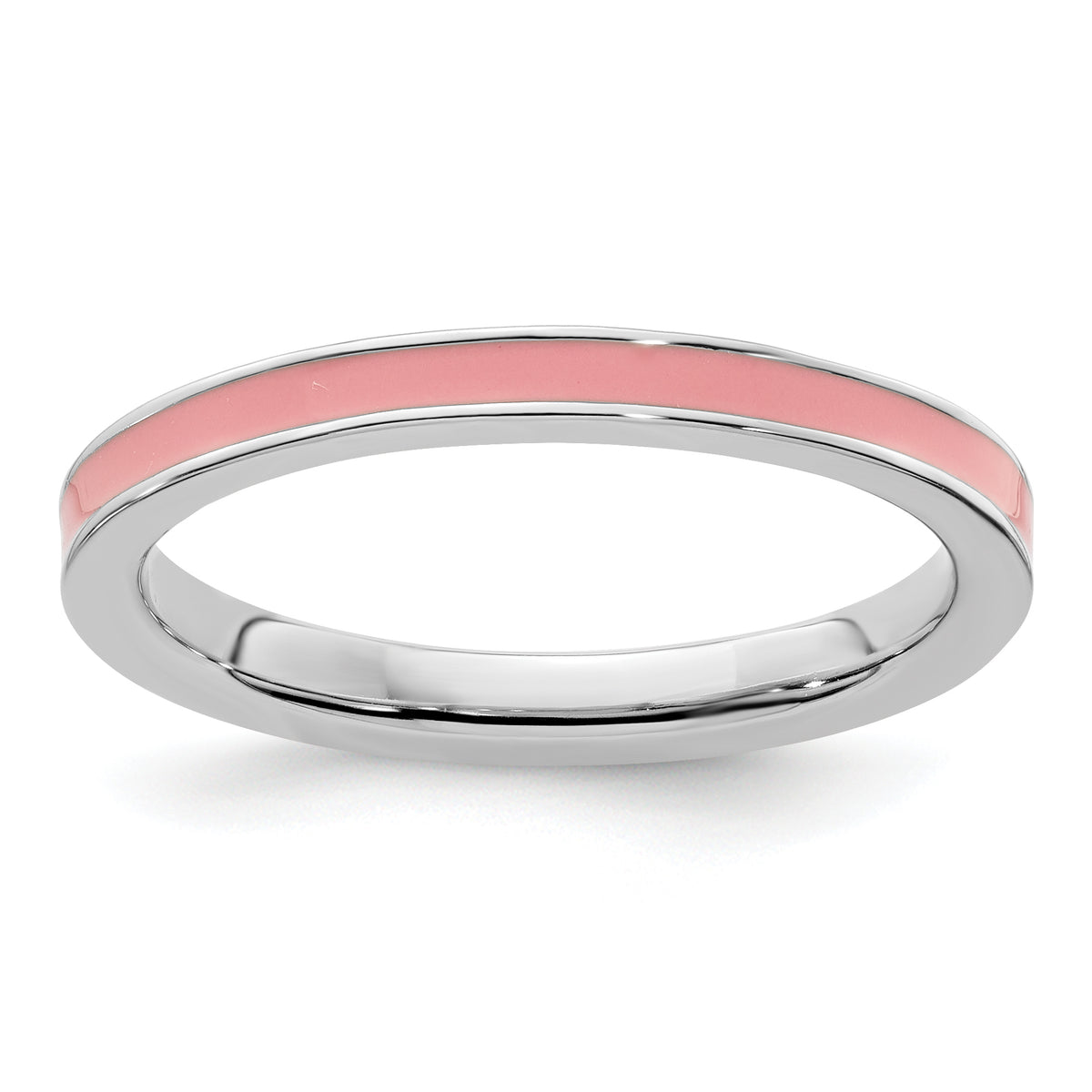 Sterling Silver Stackable Expressions Pink Enameled 2.25mm Ring