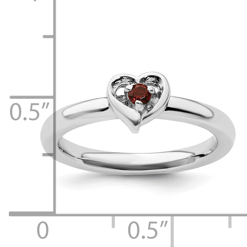 Sterling Silver Stackable Expressions Garnet Heart Ring