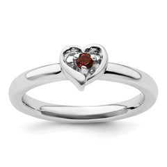 Sterling Silver Stackable Expressions Garnet Heart Ring