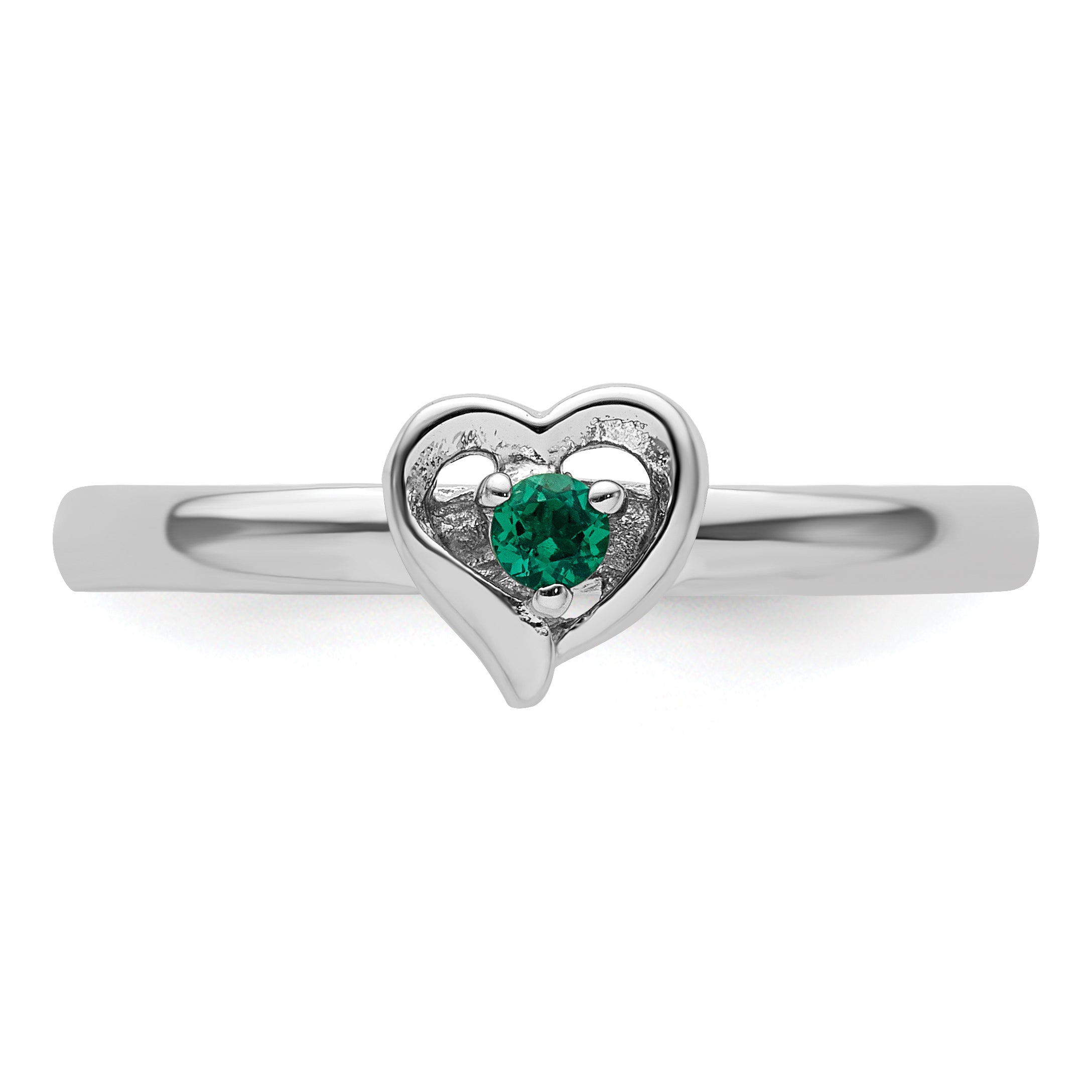 Sterling Silver Stackable Expressions Created Emerald Heart Ring