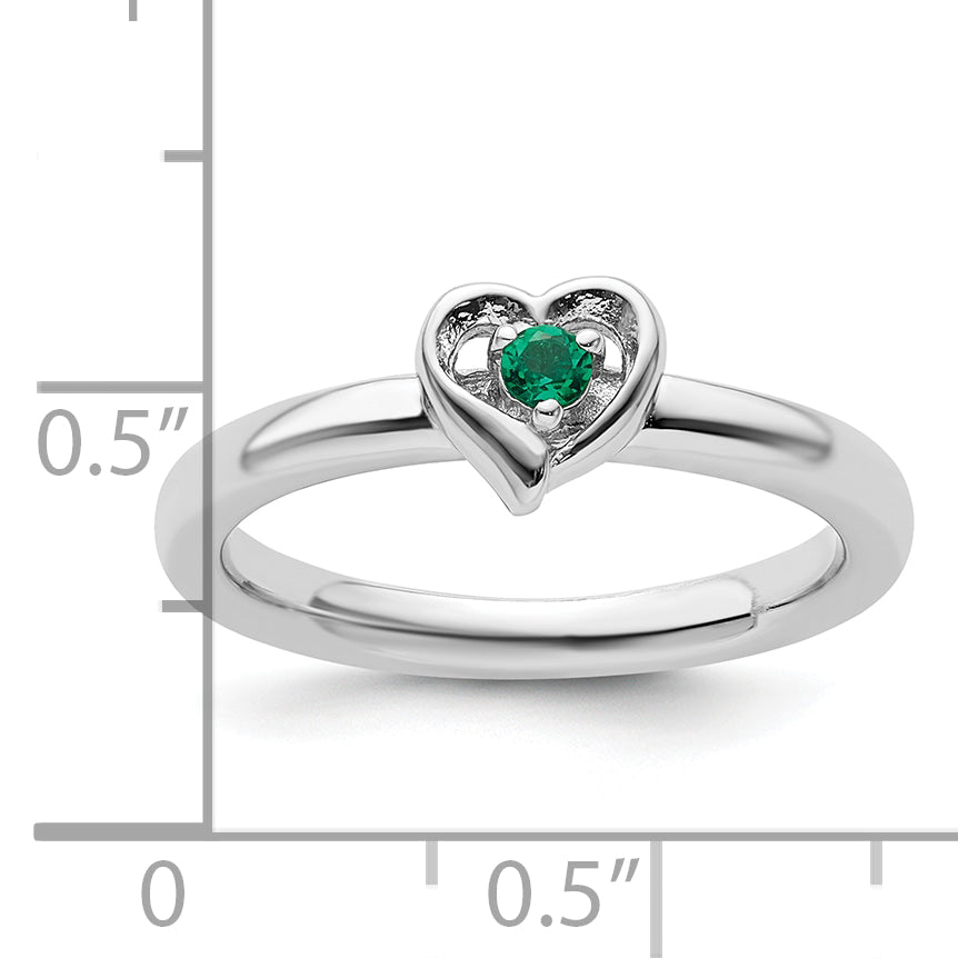 Sterling Silver Stackable Expressions Created Emerald Heart Ring