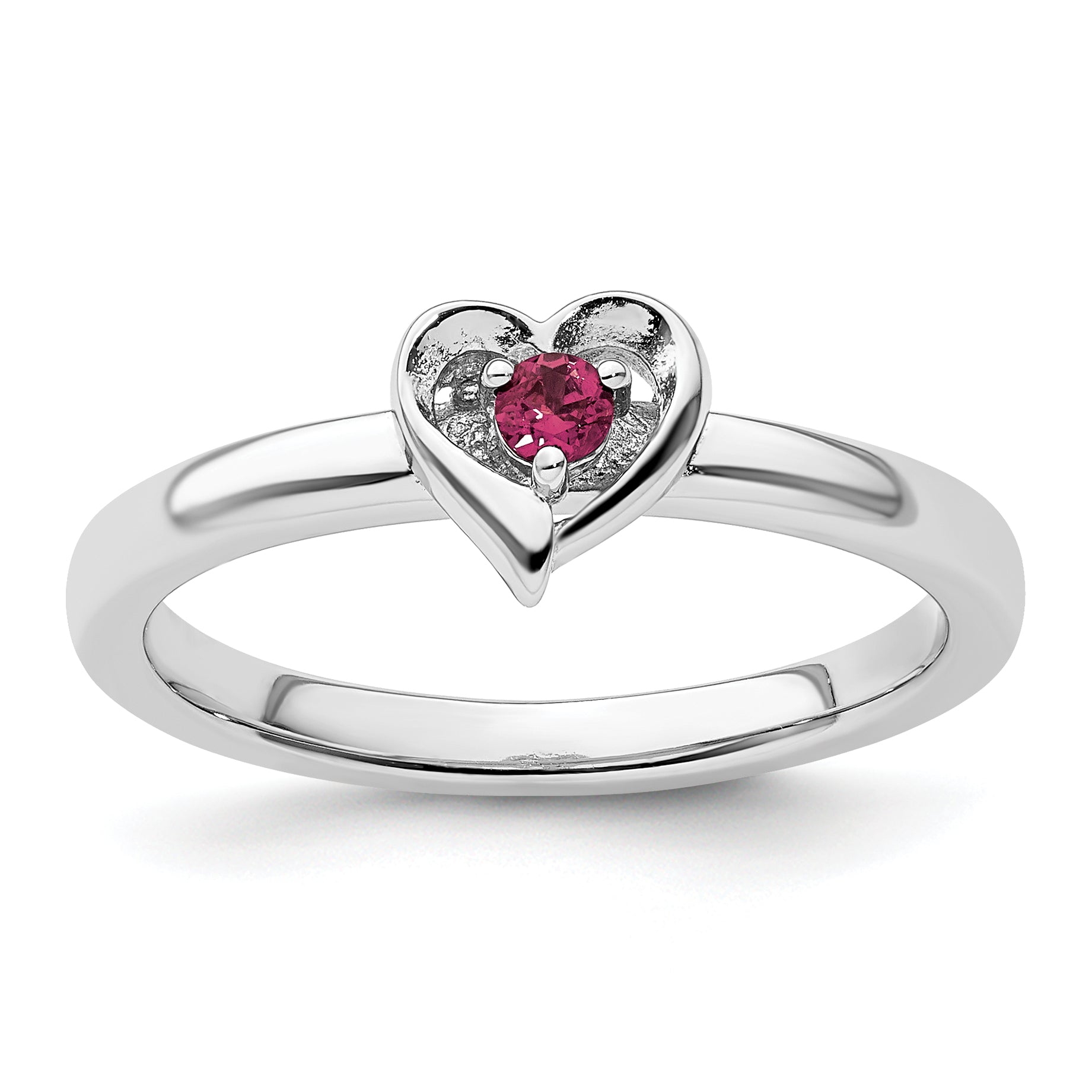 Sterling Silver Stackable Expressions Created Ruby Heart Ring