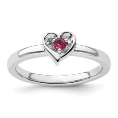 Sterling Silver Stackable Expressions Created Ruby Heart Ring