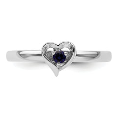 Sterling Silver Stackable Expressions Created Sapphire Heart Ring