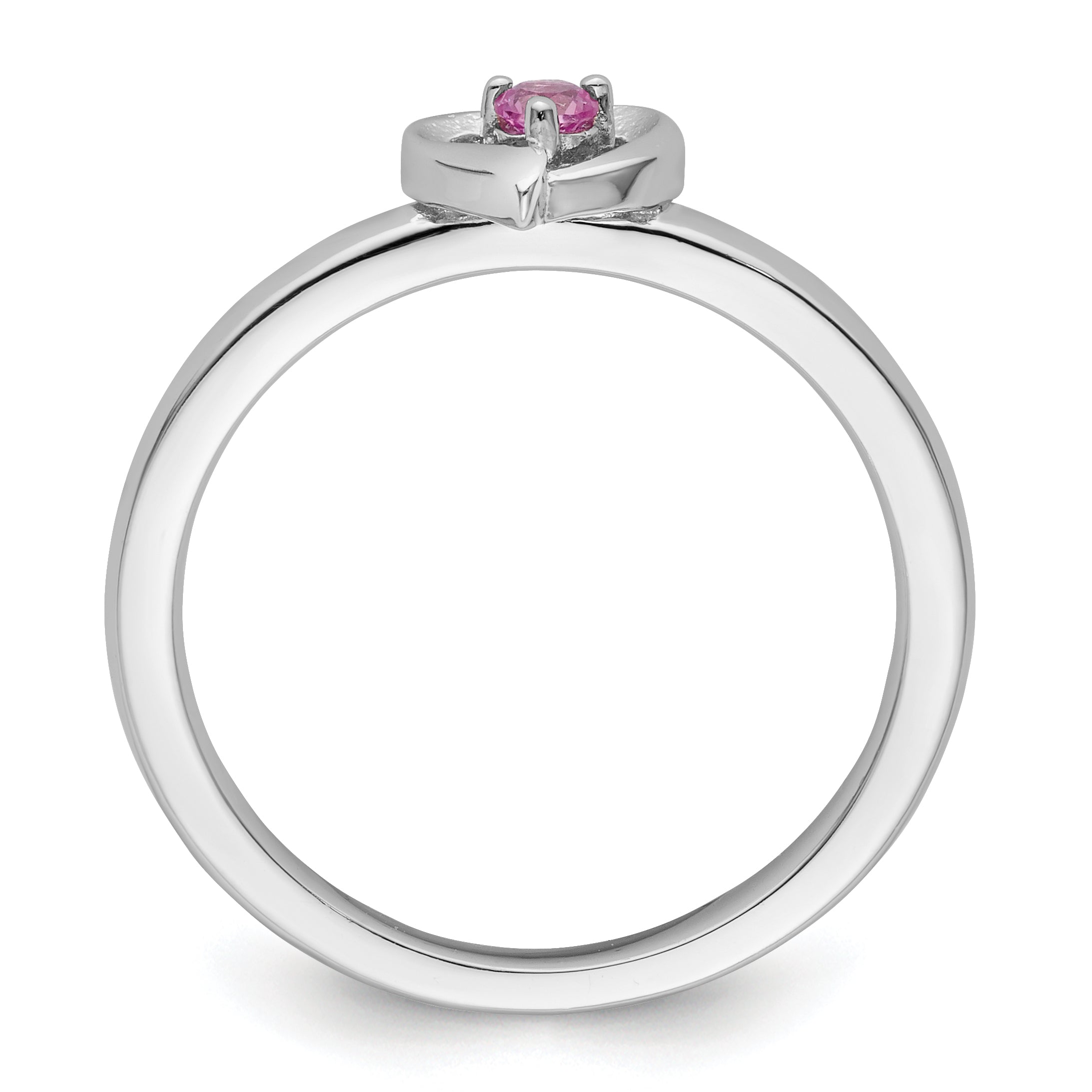 Sterling Silver Stackable Expressions Created Pink Sapphire Heart Ring