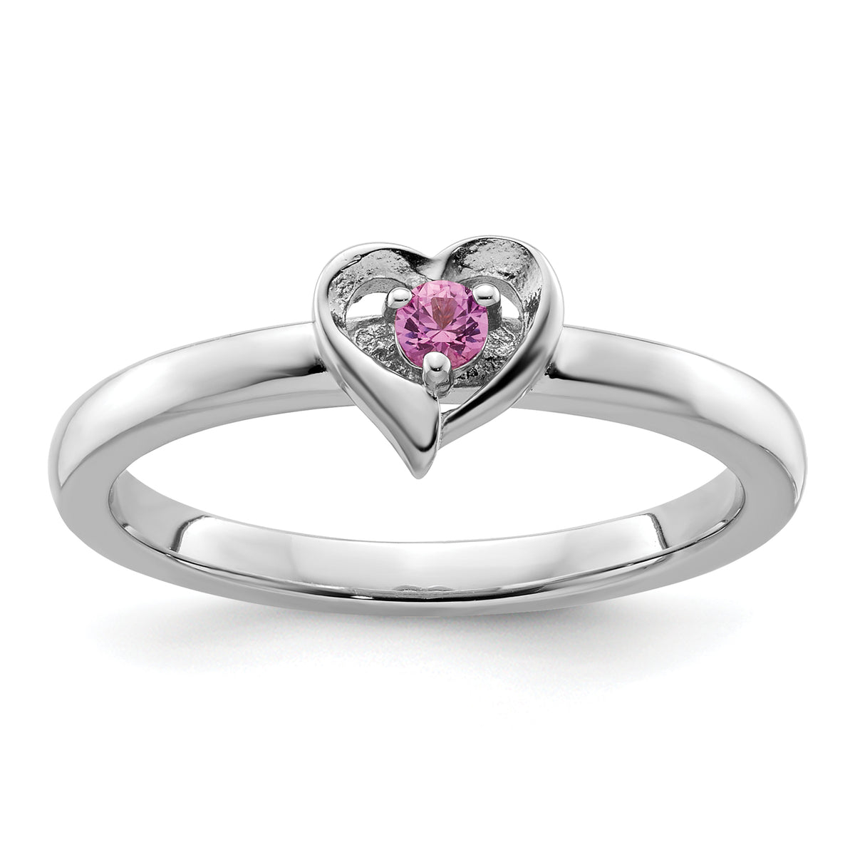 Sterling Silver Stackable Expressions Created Pink Sapphire Heart Ring