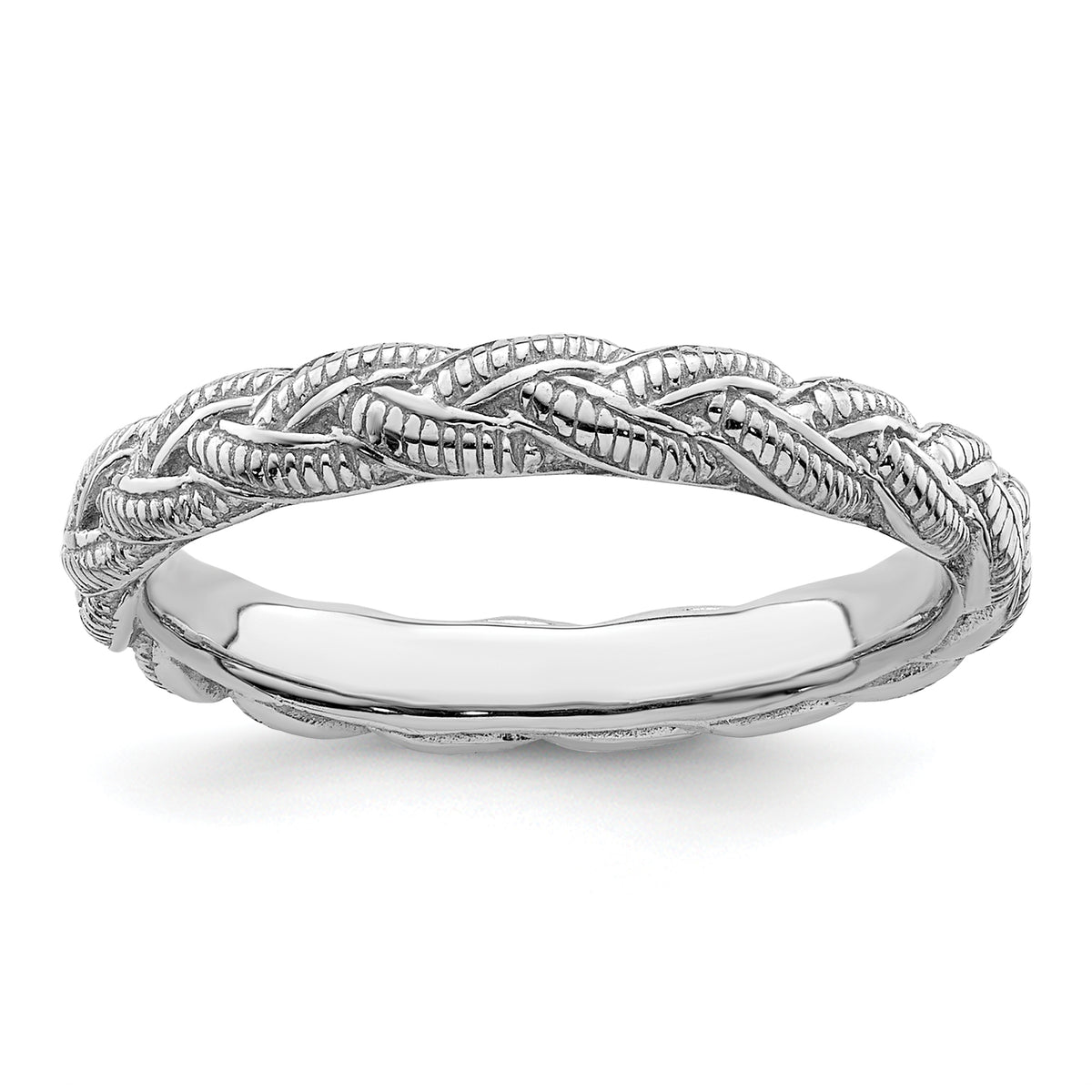 Sterling Silver Stackable Expressions Rhodium-plated Twist Ring