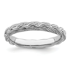 Sterling Silver Stackable Expressions Rhodium-plated Twist Ring