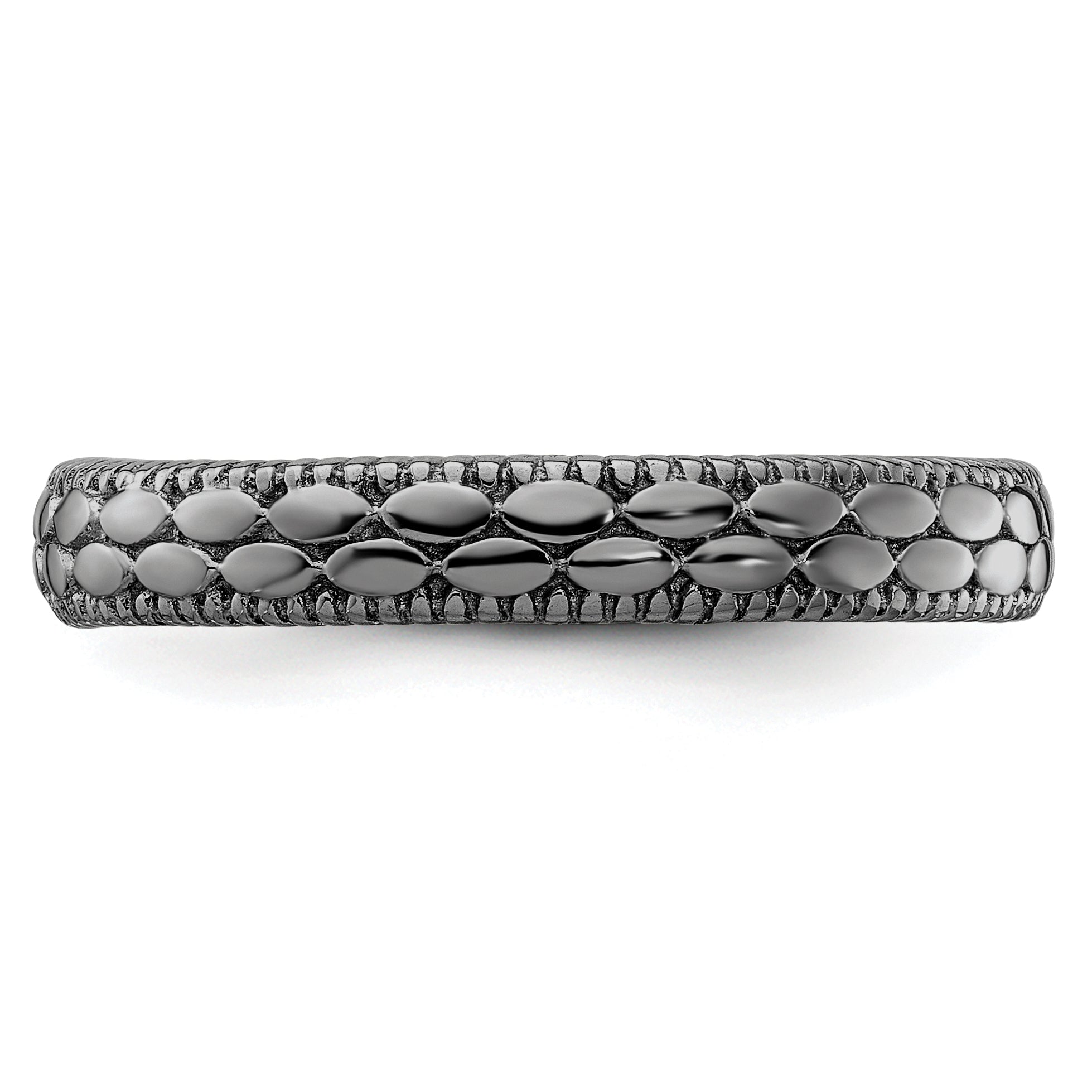 Sterling Silver Stackable Expressions Ruthenium-plated Patterned Ring