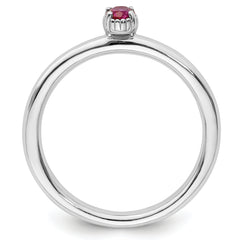 Sterling Silver Stackable Expressions Created Ruby Single Stone Ring