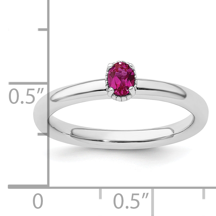 Sterling Silver Stackable Expressions Created Ruby Single Stone Ring