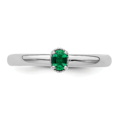 Sterling Silver Stackable Expressions Created Emerald Single Stone Ring