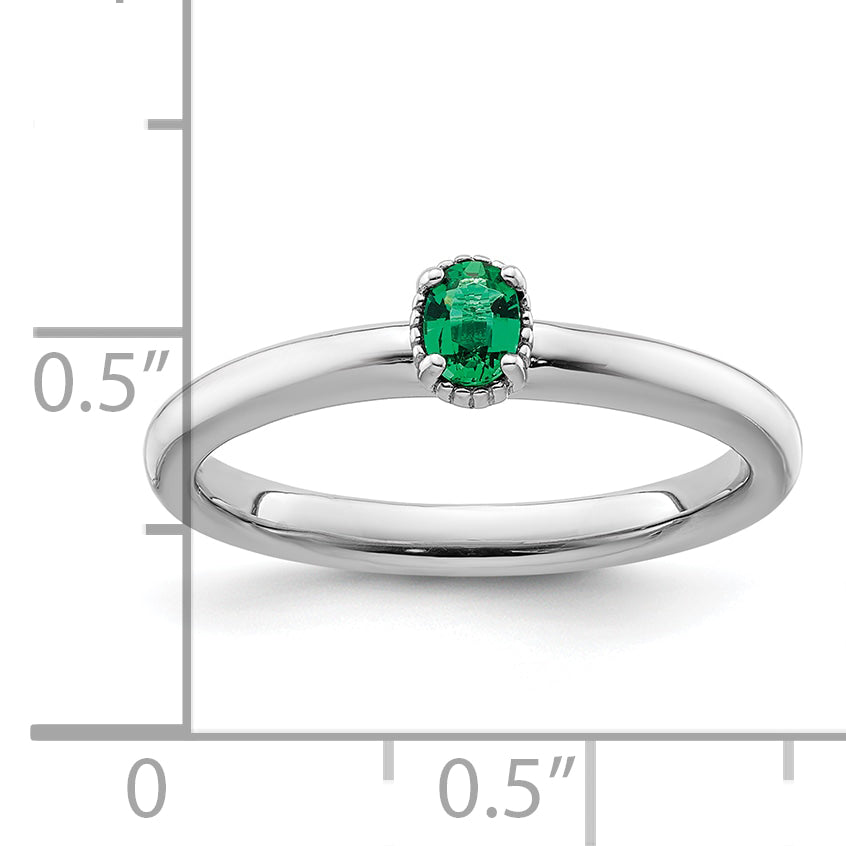 Sterling Silver Stackable Expressions Created Emerald Single Stone Ring