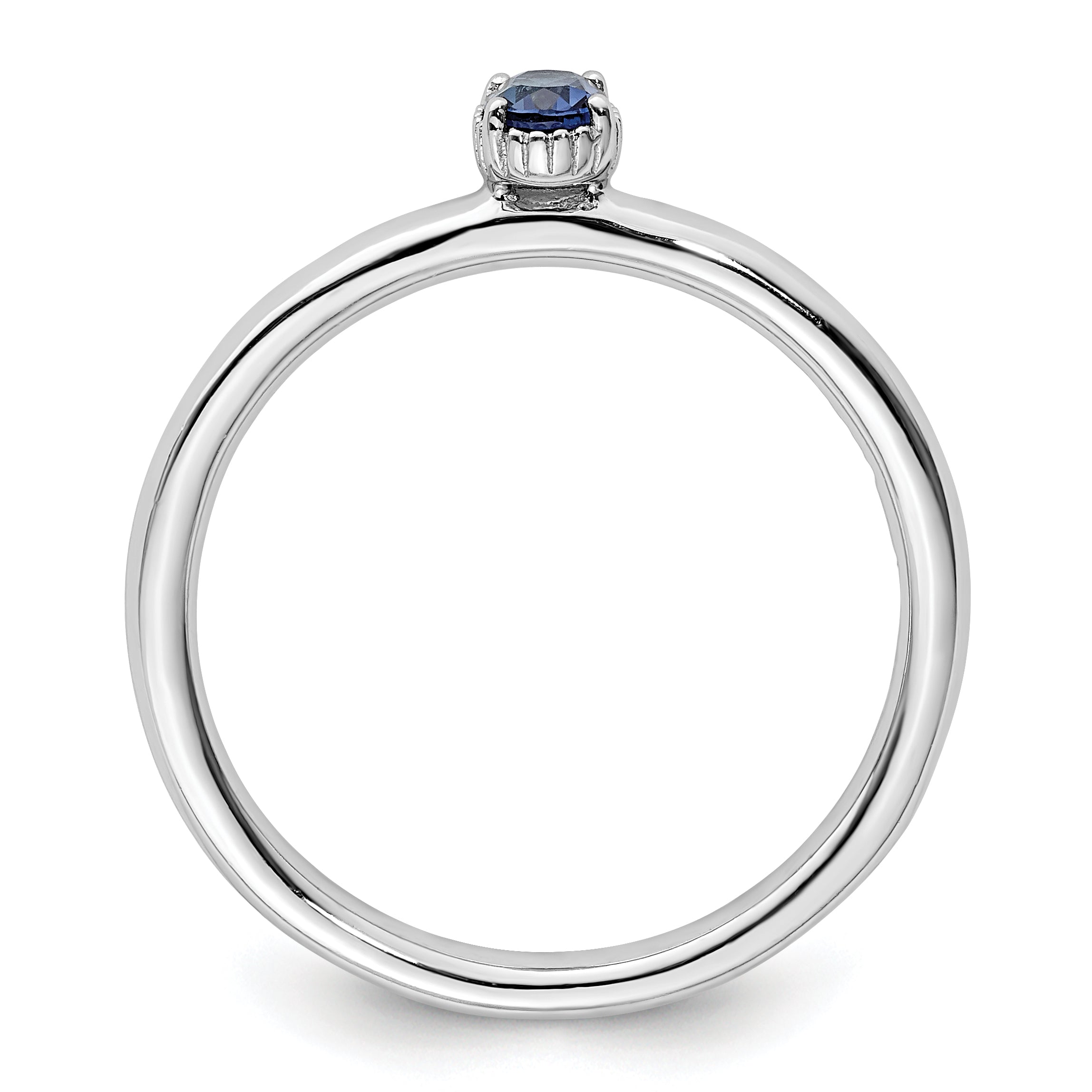 Sterling Silver Stackable Expressions Created Sapphire Single Stone Ring