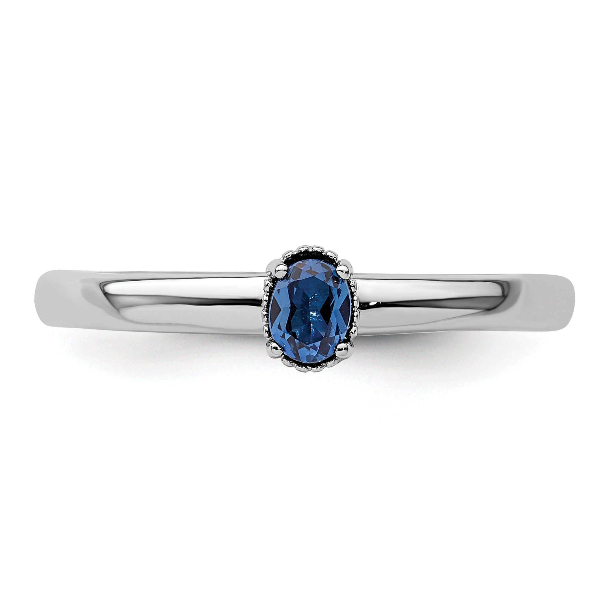 Sterling Silver Stackable Expressions Created Sapphire Single Stone Ring