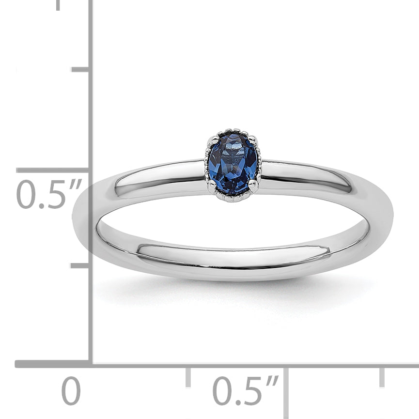 Sterling Silver Stackable Expressions Created Sapphire Single Stone Ring