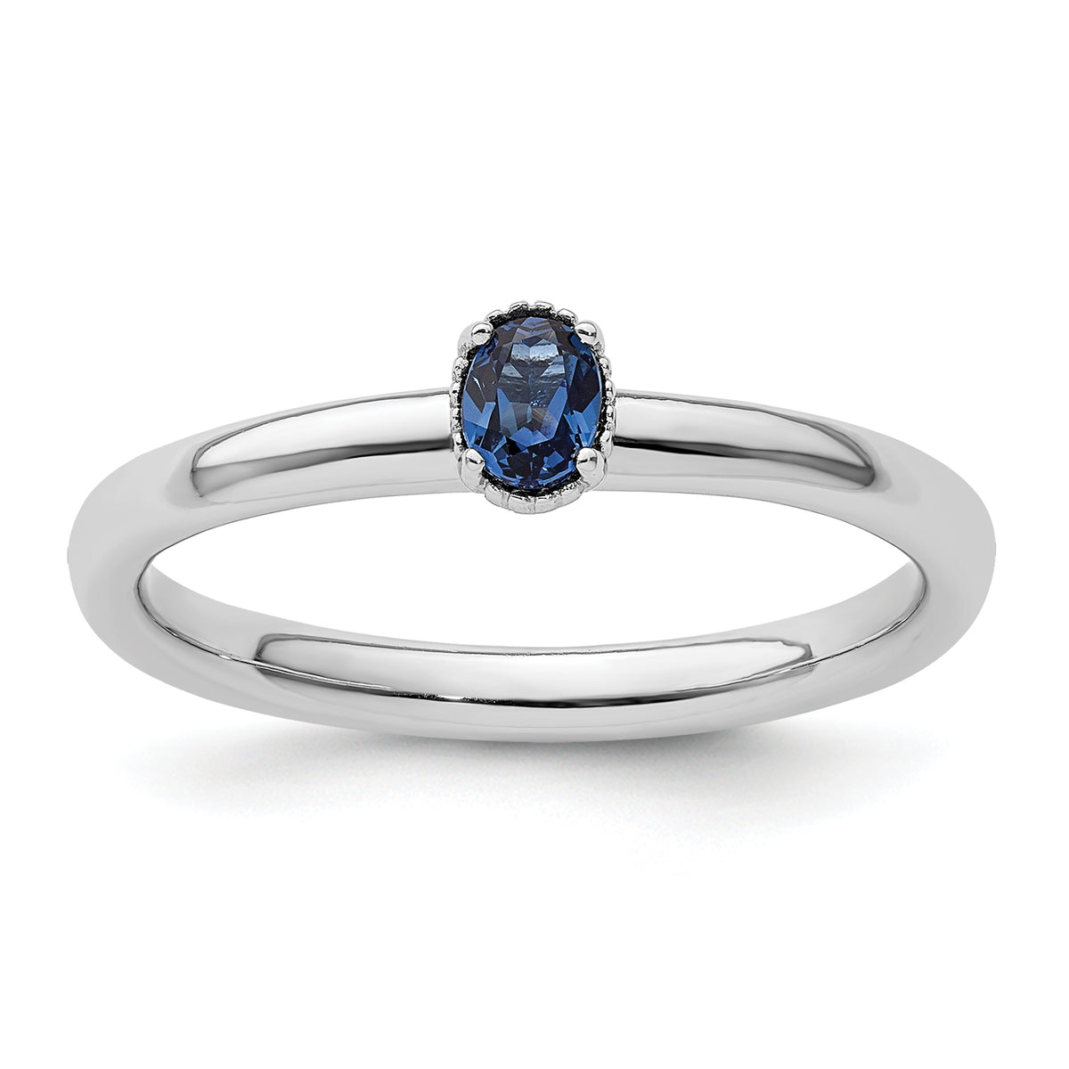 Sterling Silver Stackable Expressions Created Sapphire Single Stone Ring