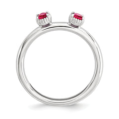 Sterling Silver Stackable Expressions Created Ruby Two Stone Ring