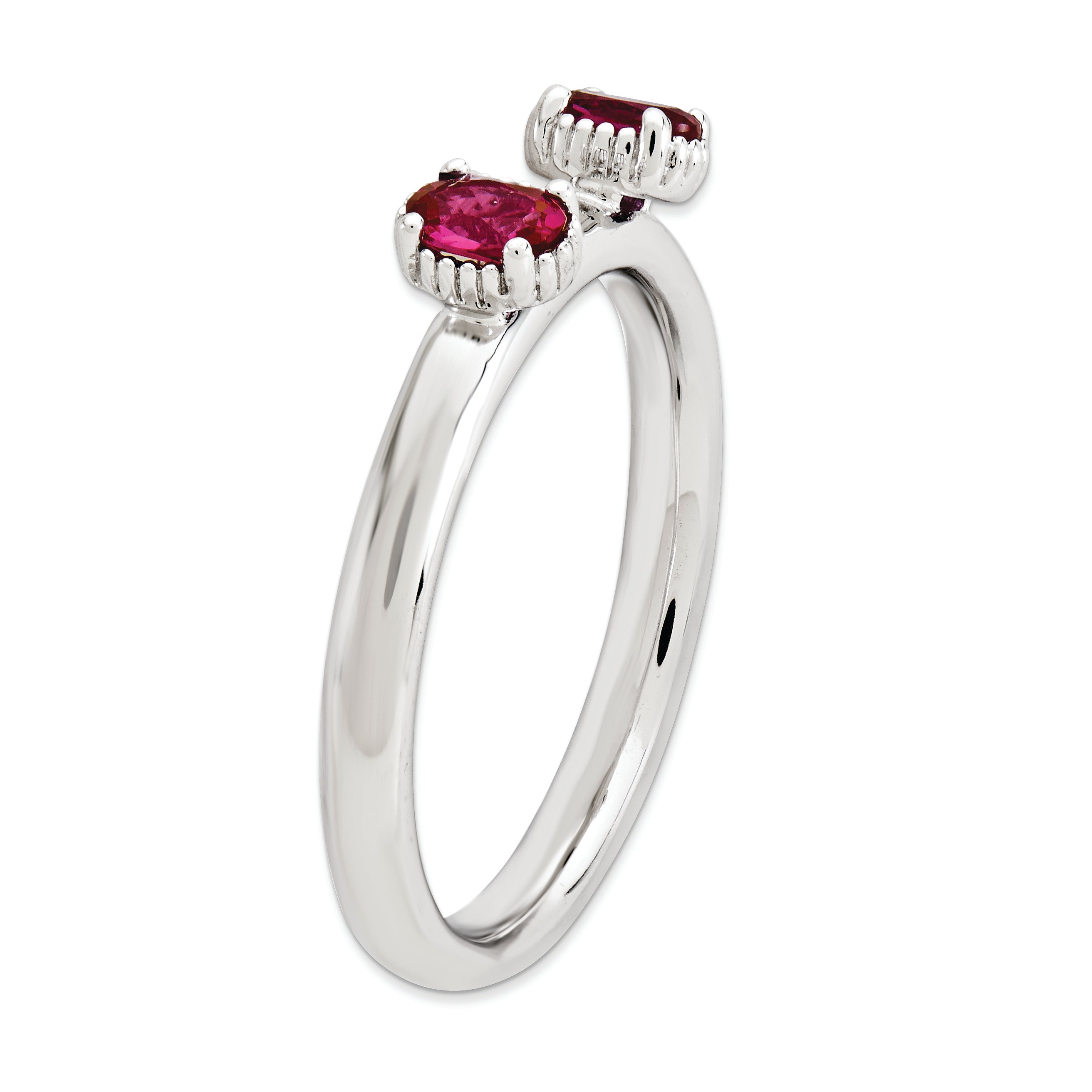 Sterling Silver Stackable Expressions Created Ruby Two Stone Ring