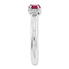 Sterling Silver Stackable Expressions Created Ruby Two Stone Ring