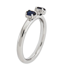 Sterling Silver Stackable Expressions Created Sapphire Two Stone Ring