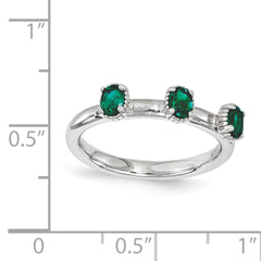 Sterling Silver Stackable Expressions Created Emerald Three Stone Ring