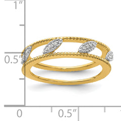 Sterling Silver Stackable Expressions Gold-plated Diamond Jacket Ring