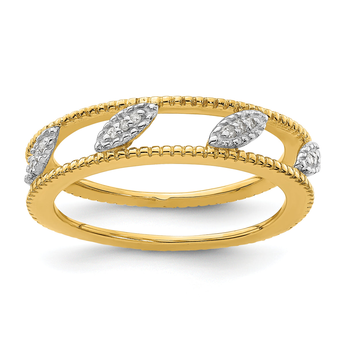 Sterling Silver Stackable Expressions Gold-plated Diamond Jacket Ring