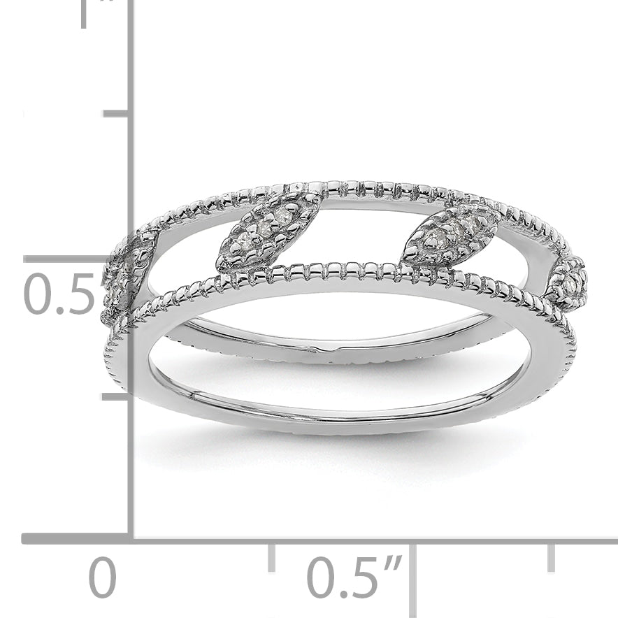 Sterling Silver Stackable Expressions Rhodium-plated Diamond Jacket Ring