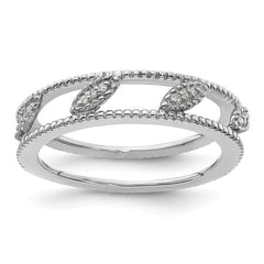 Sterling Silver Stackable Expressions Rhodium-plated Diamond Jacket Ring