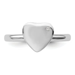 Sterling Silver Stackable Expressions Rhodium-plated Heart Diamond Ring