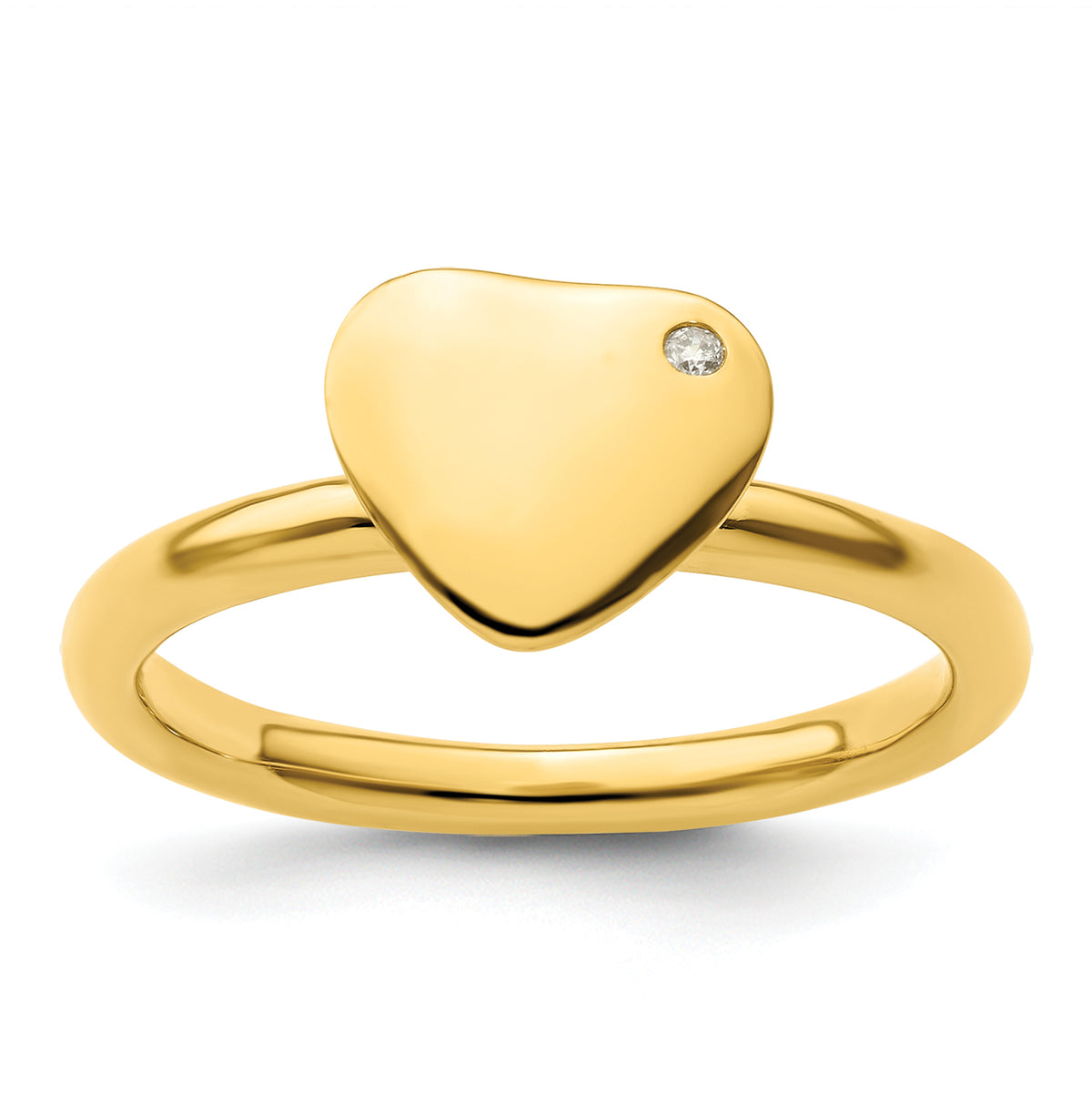 Sterling Silver Stackable Expressions Gold-plated Heart Diamond Ring