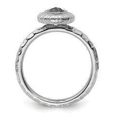 Sterling Silver Stackable Expressions Ruthenium-plated Oval Ring