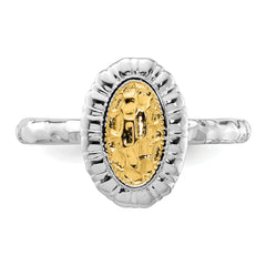 Sterling Silver Stackable Expressions Gold-plated Oval Ring