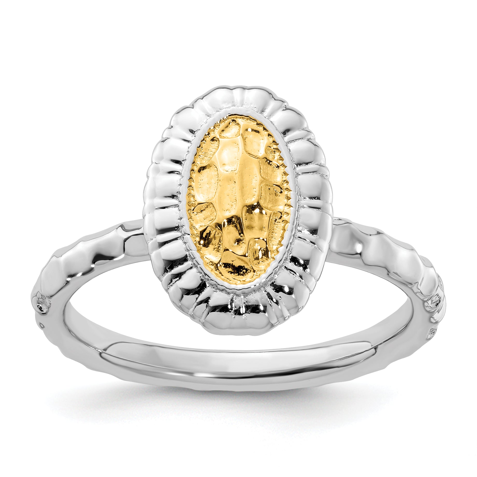 Sterling Silver Stackable Expressions Gold-plated Oval Ring