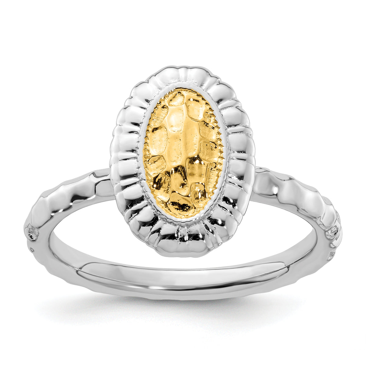 Sterling Silver Stackable Expressions Gold-plated Oval Ring