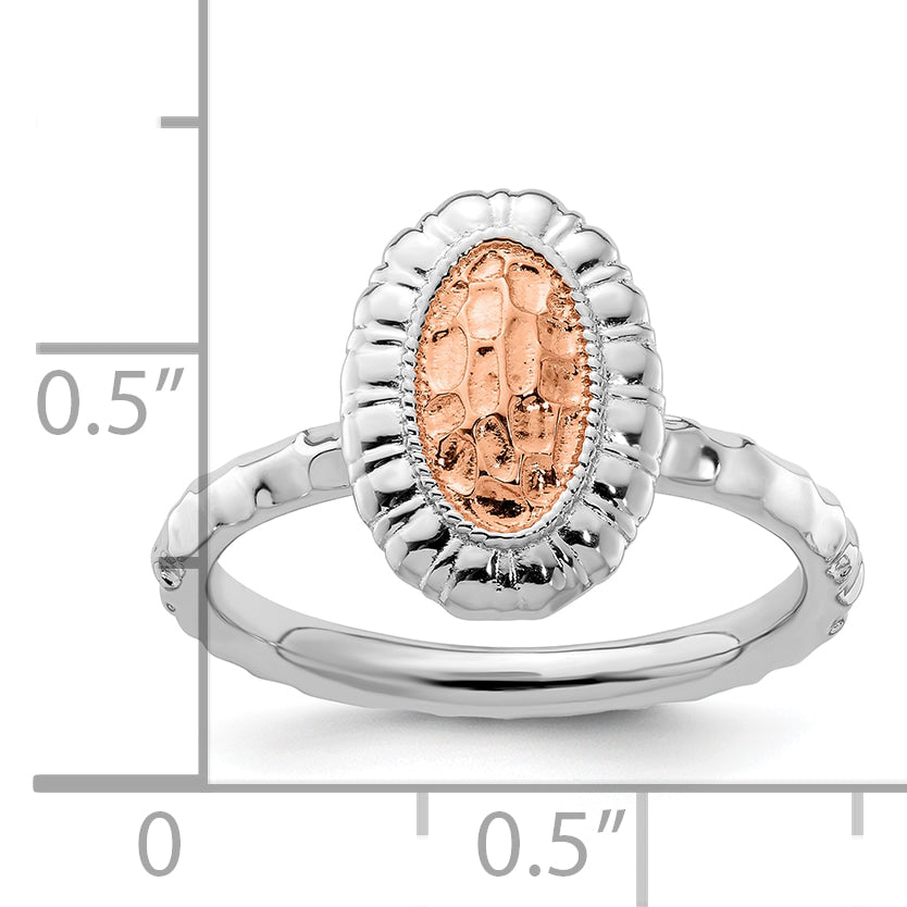 Sterling Silver Stackable Expressions Rose Gold-plated Oval Ring