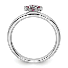 Sterling Silver Stackable Expressions Rhodium Rhodolite Garnet Cross Ring