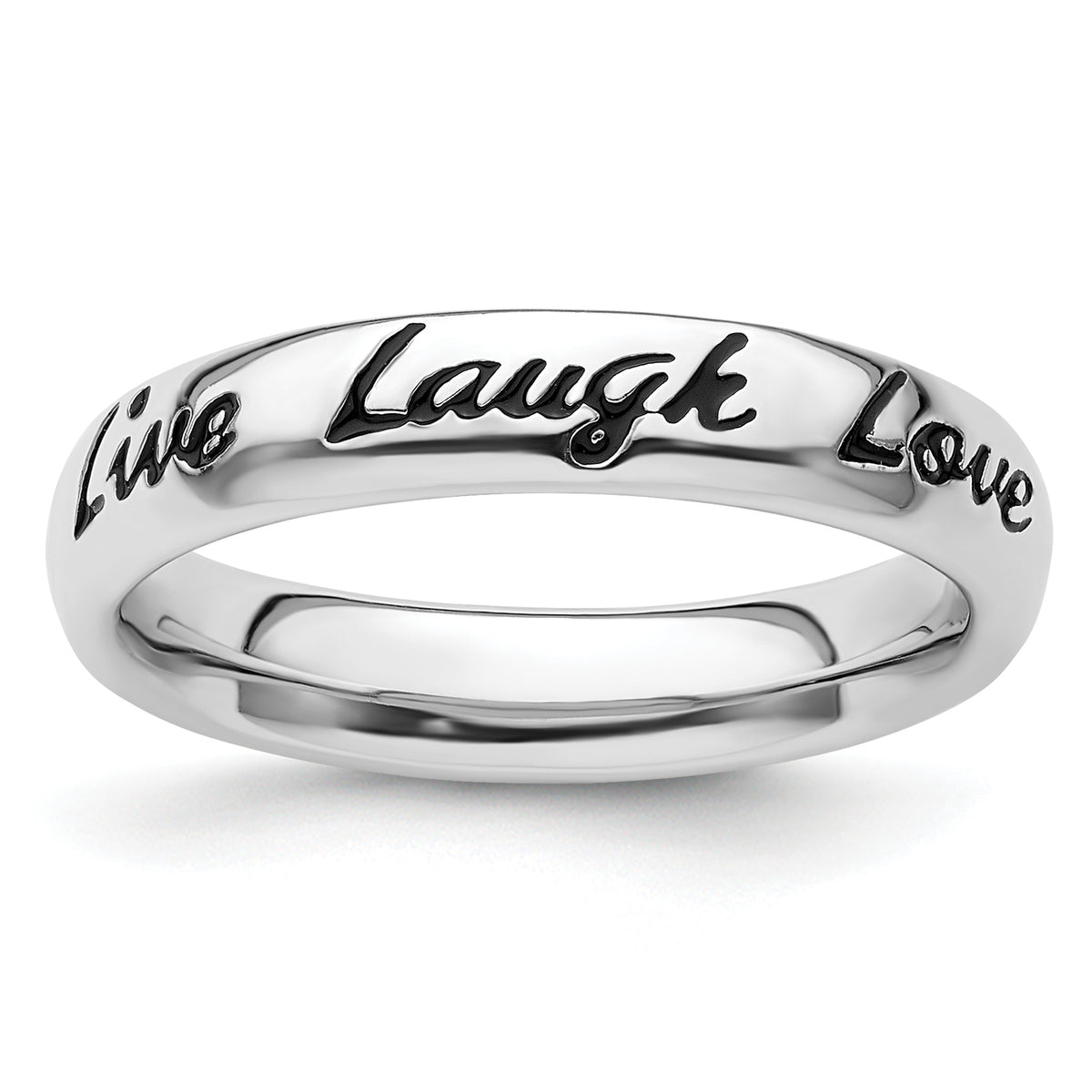 Sterling Silver Stackable Expressions Enamel Live Laugh Love Ring