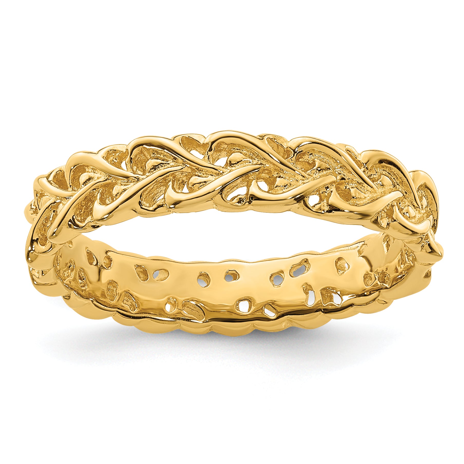 Sterling Silver Stackable Expressions Gold-plated Carved Band